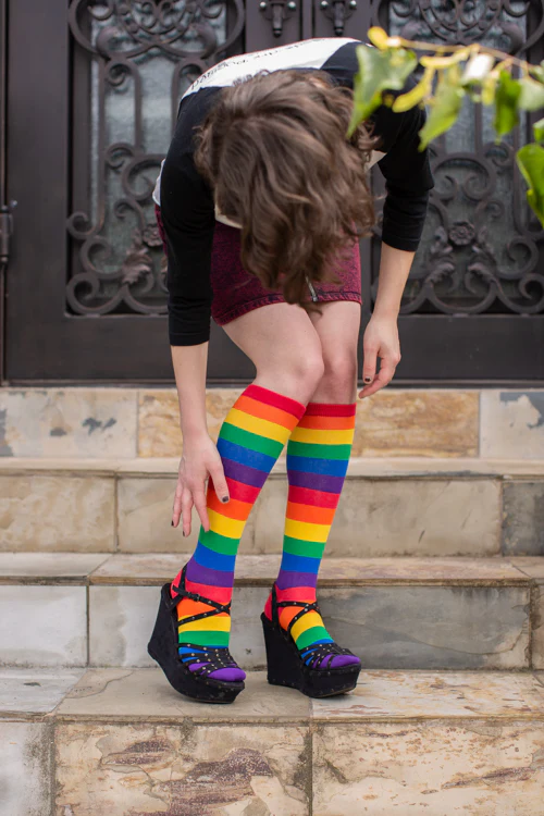 Classic Rainbow Striped Knee High - Image 4