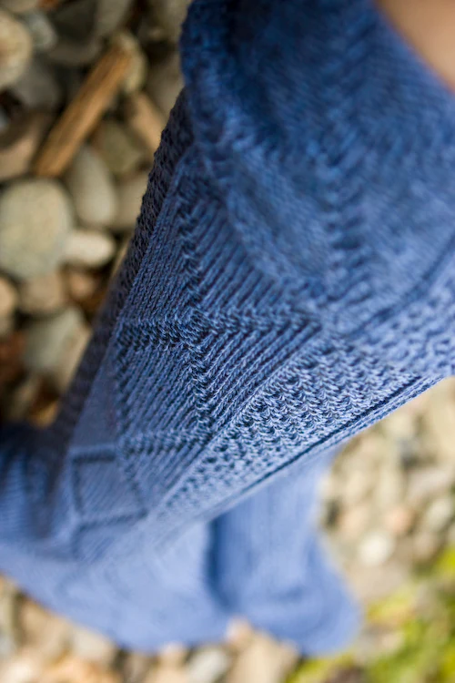 Diamond Rib Knee Socks - Denim - Image 3