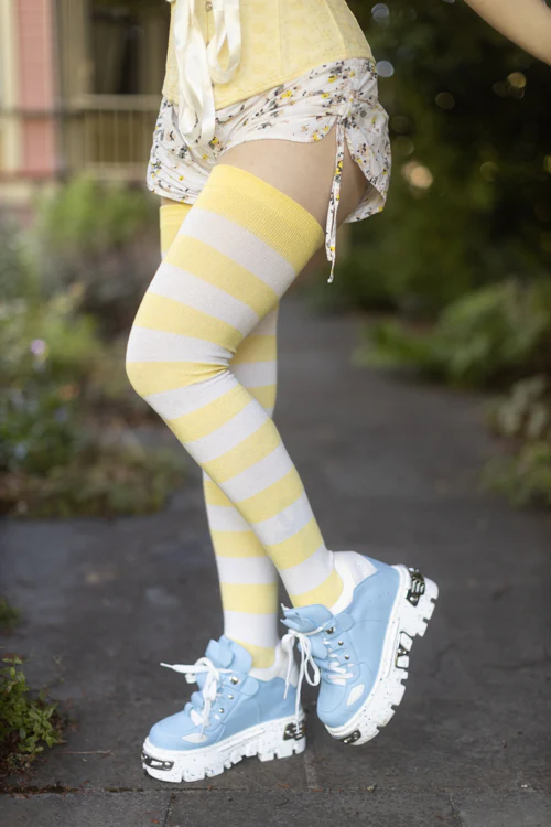 Longer Striped Extraordinary Thigh High Socks - Image 36