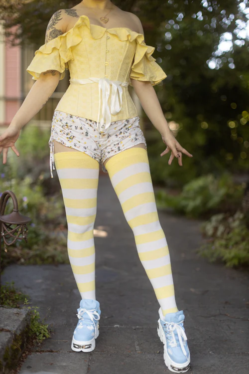 Longer Striped Extraordinary Thigh High Socks - Image 37