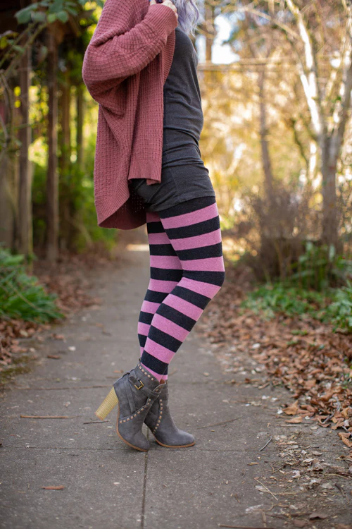 Longer Striped Extraordinary Thigh High Socks - Image 38
