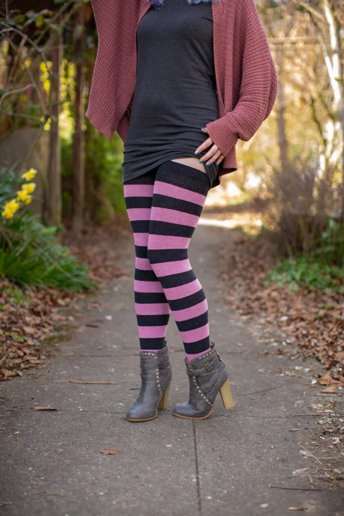 Longer Striped Extraordinary Thigh High Socks - Image 39