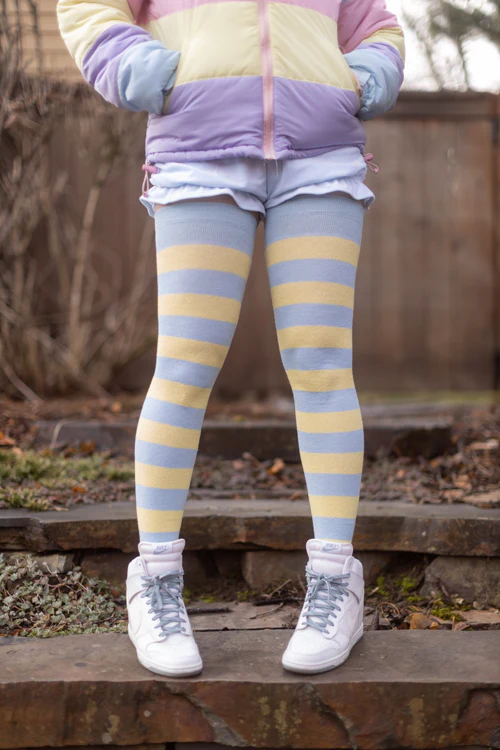 Longer Striped Extraordinary Thigh High Socks - Image 46
