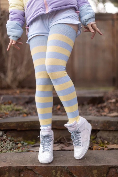Longer Striped Extraordinary Thigh High Socks - Image 47