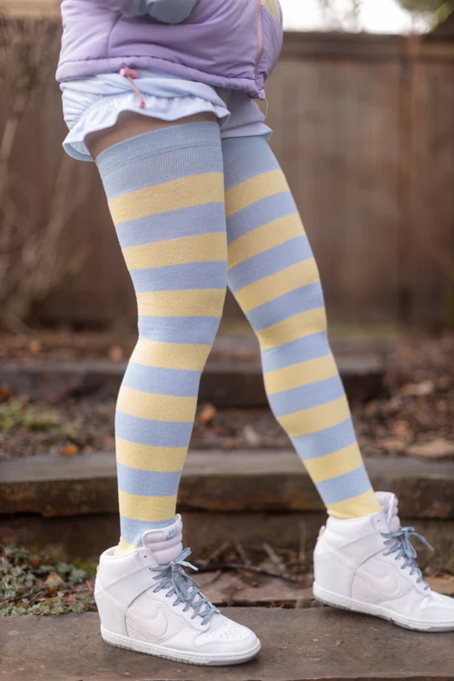 Longer Striped Extraordinary Thigh High Socks - Image 48