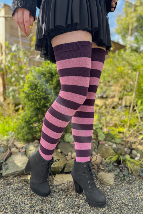 Longer Striped Extraordinary Thigh High Socks - Image 65