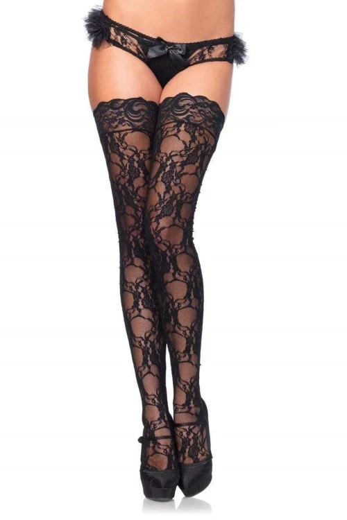 Floral Lace Thigh Highs with Stay Up Lace Top - Image 7