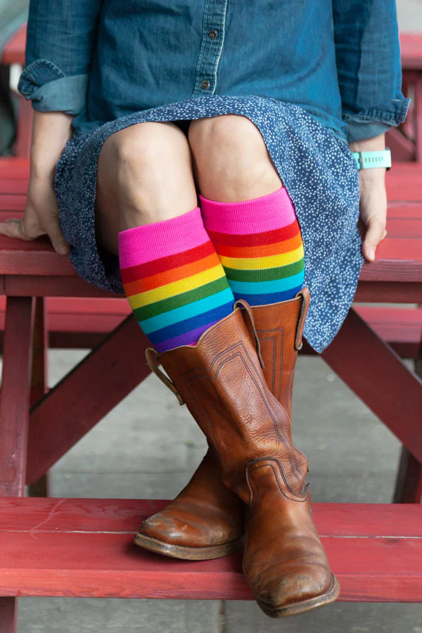 Gilbert Baker Rainbow Pride Stripes Knee High Socks
