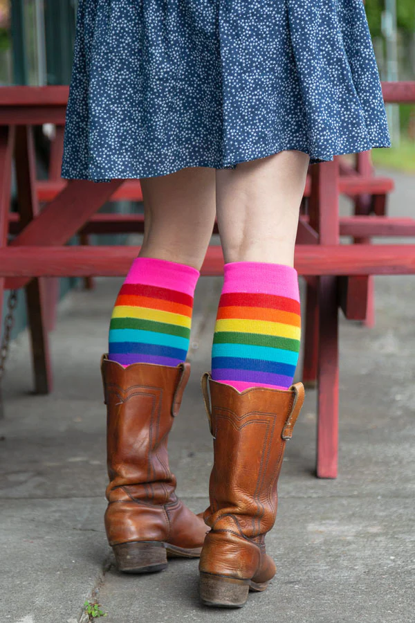 Gilbert Baker Rainbow Pride Stripes Knee High Socks - Image 4