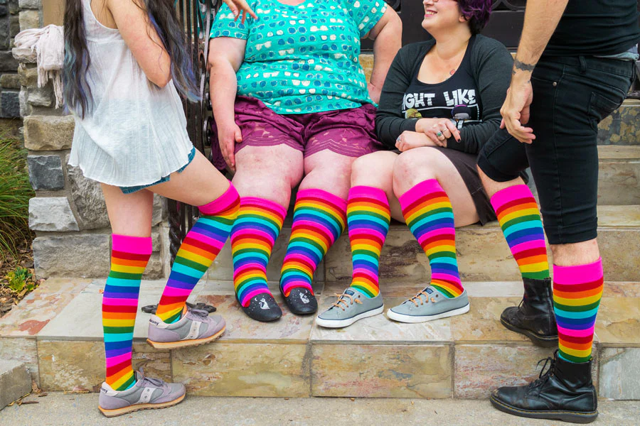 Gilbert Baker Rainbow Pride Stripes Knee High Socks - Image 6