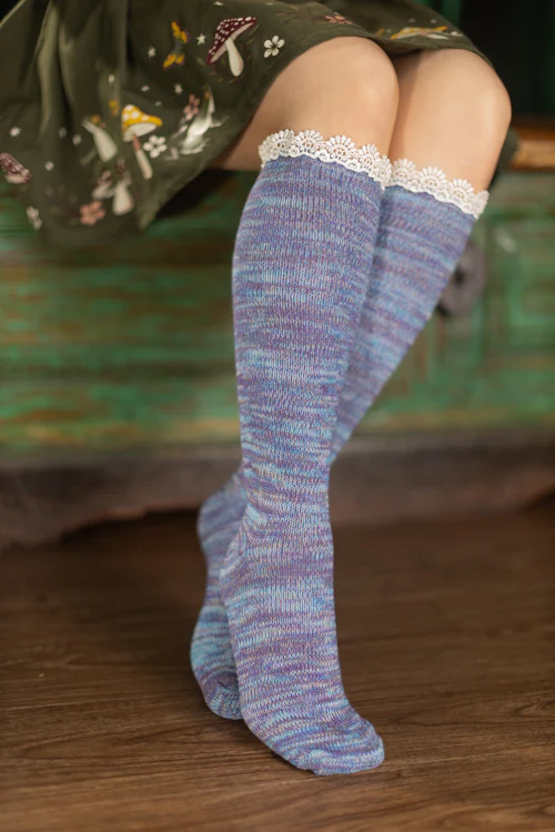 Lace Twisted Yarn Knee High Bootsock - Image 7