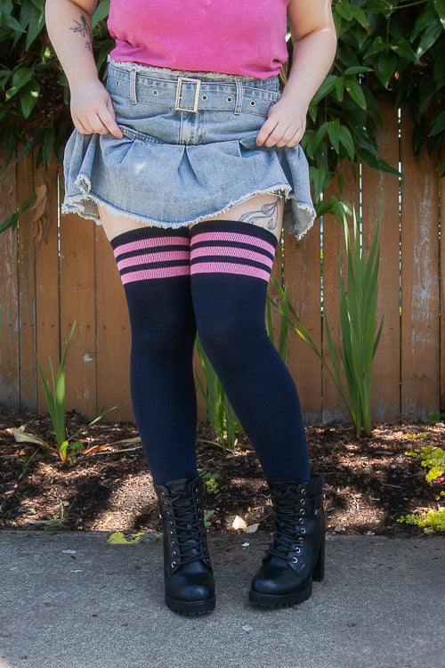 Longer Cotton Top-Striped Extraordinary Thigh High - Image 15