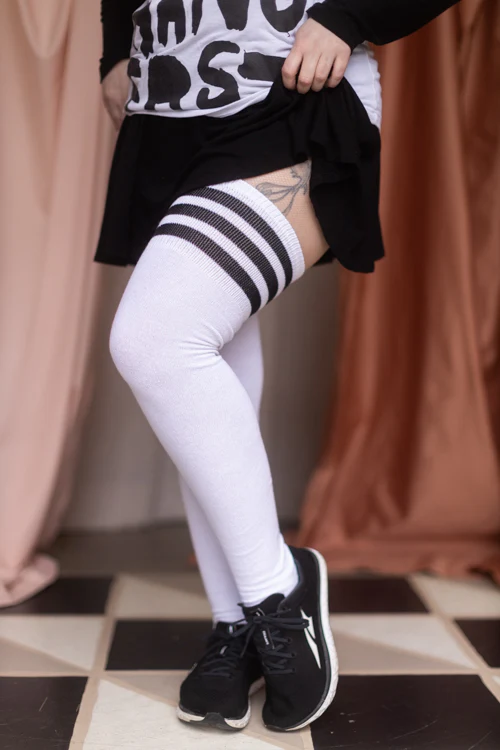 Longer Cotton Top-Striped Extraordinary Thigh High - Image 18