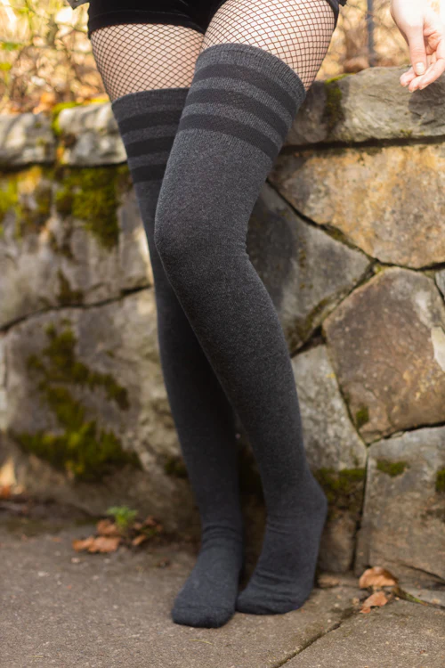 Longer Cotton Top-Striped Extraordinary Thigh High - Image 9