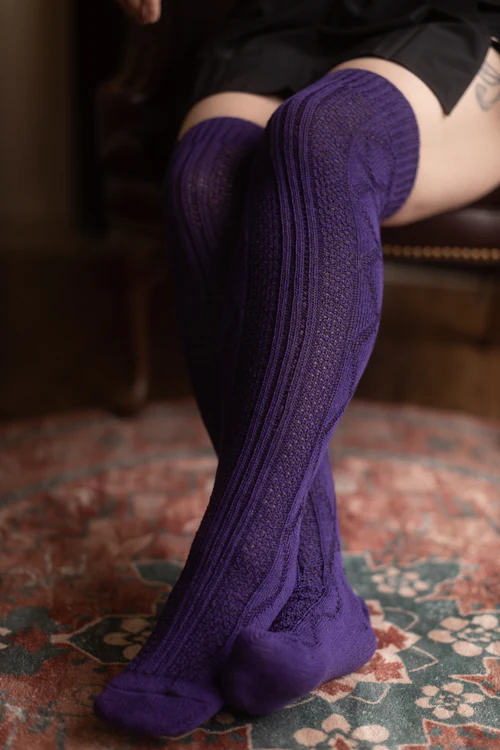 Longer Diamond Rib Knee Socks - Image 7