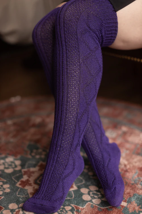Longer Diamond Rib Knee Socks - Image 8