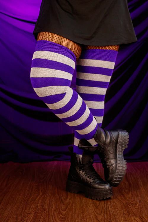 Oops! Longer Extraordinary Programming Socks - Purple/White - Image 6