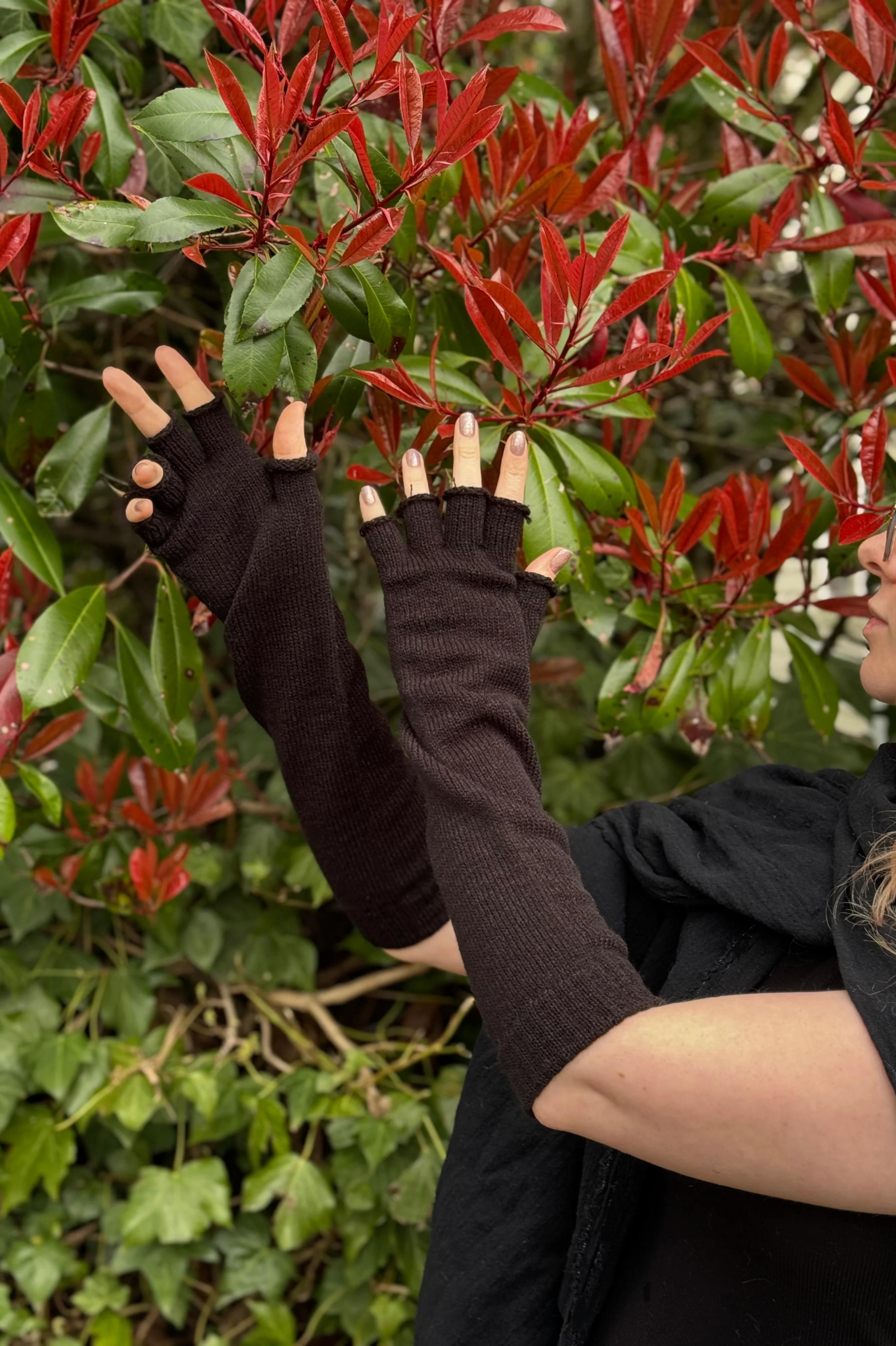 Longer Knit Fingerless Gloves - Image 11