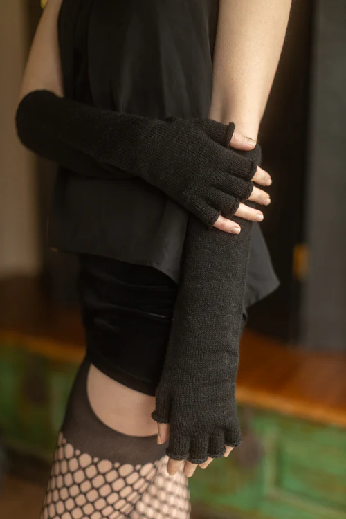 Longer Knit Fingerless Gloves - Image 8