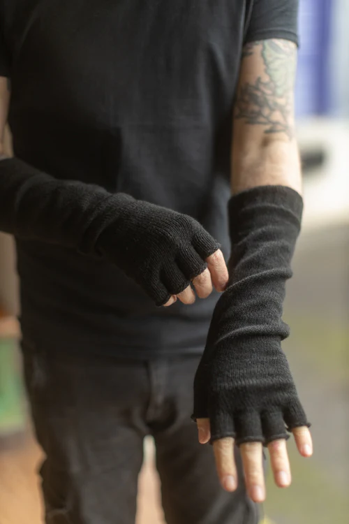 Longer Knit Fingerless Gloves - Image 9