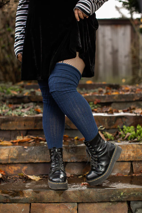 Longer M45 Ribbed Thigh High with Roll Top - Image 9