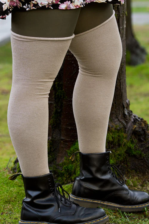 Longer Roll Top Extraordinary Thigh High - Tan - Image 2
