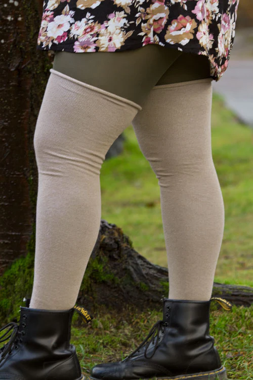 Longer Roll Top Extraordinary Thigh High - Tan - Image 3