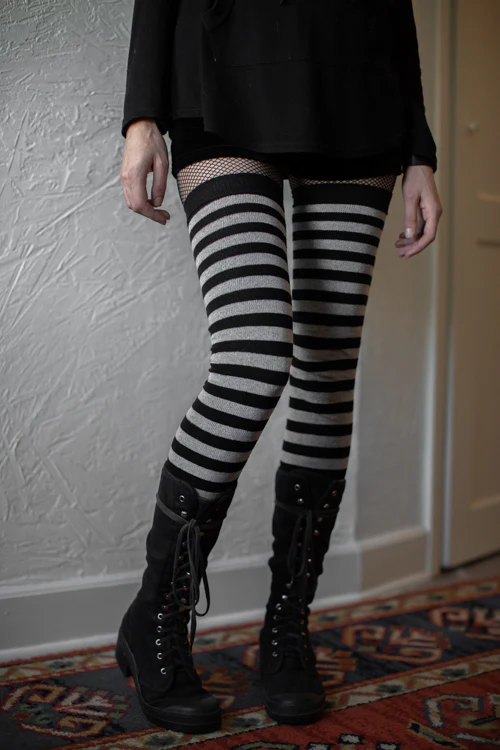 M Stripes Thigh High Socks - Image 2