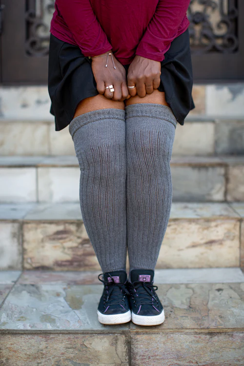 M45 Ribbed Thigh High with Roll Top - Image 12