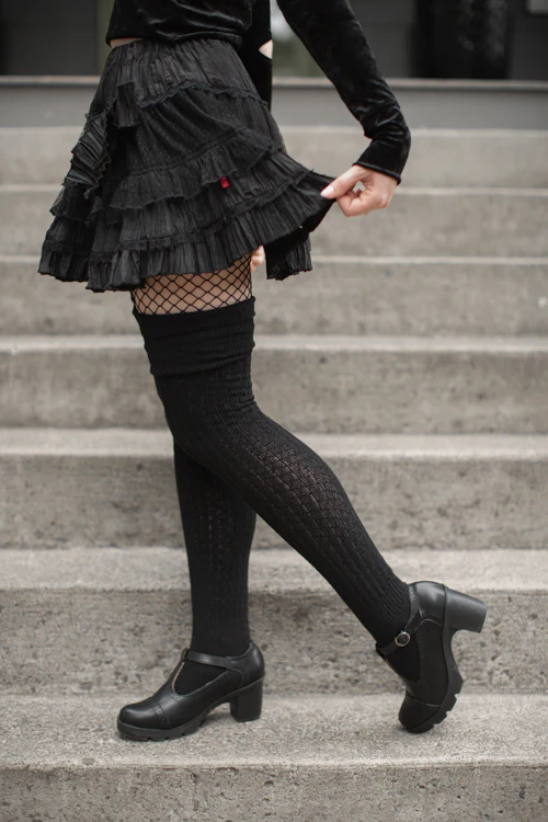 M45 Ribbed Thigh High with Roll Top - Image 4