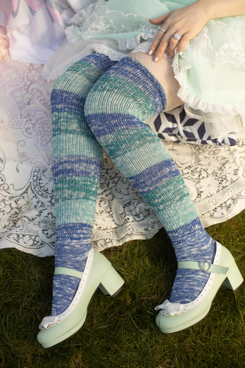 Marled Stripe Knee Socks - Image 7