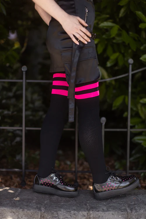 Neon Power Stripe Thigh High Socks - Image 14