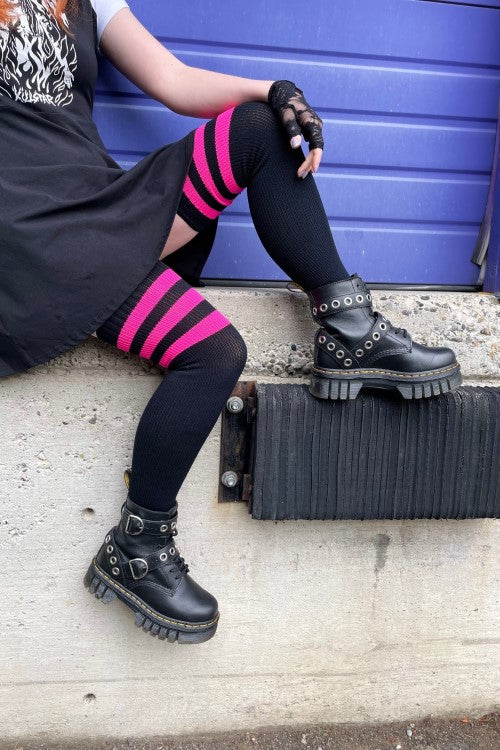 Neon Power Stripe Thigh High Socks - Image 15