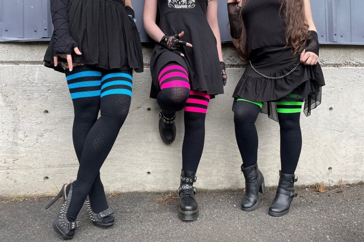 Neon Power Stripe Thigh High Socks - Image 20