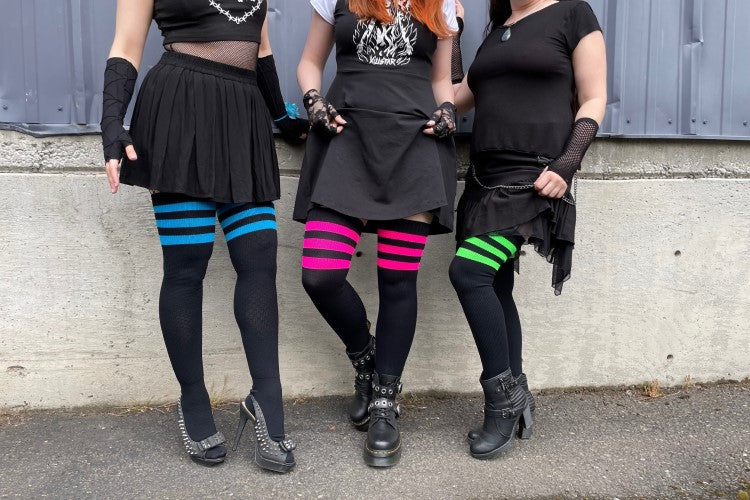 Neon Power Stripe Thigh High Socks - Image 21