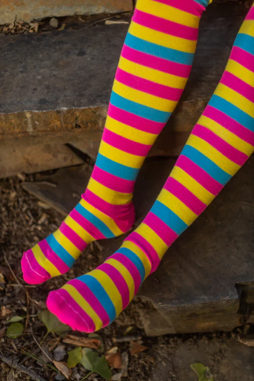 Oops! XL-FOOT Longer Original Pride Stripes Socks - Pansexual - Image 3