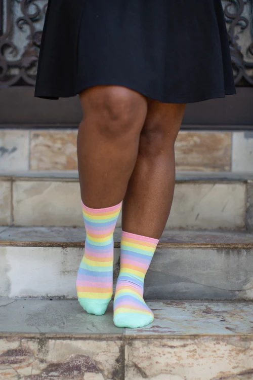 Pastel Rainbow Striped Crew - Image 4
