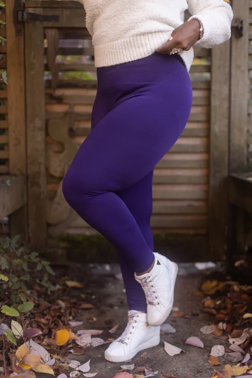 Plus Size High Waisted Fleece Lined Leggings - Image 15