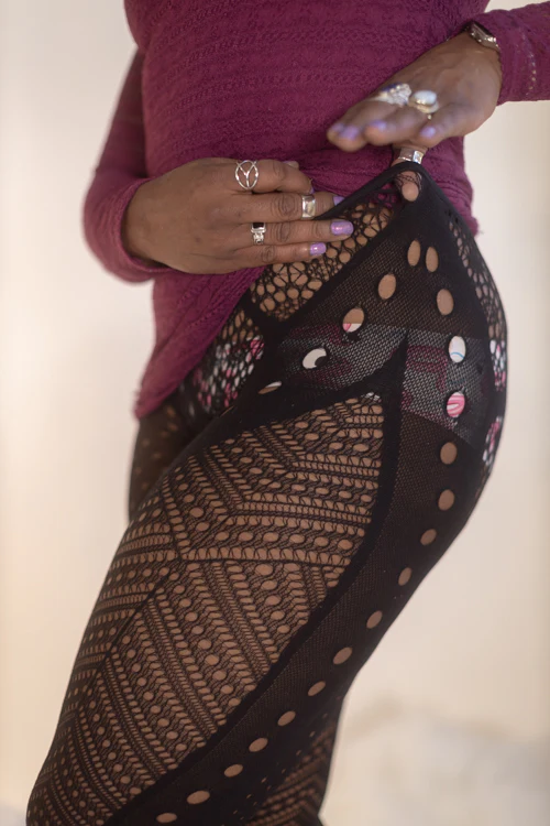 Plus Size Melange of Patterns Net Tights - Image 5