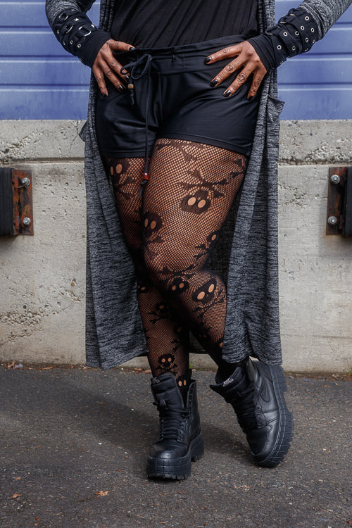 Plus Size Pirate Booty Skull Net Tights - Image 2