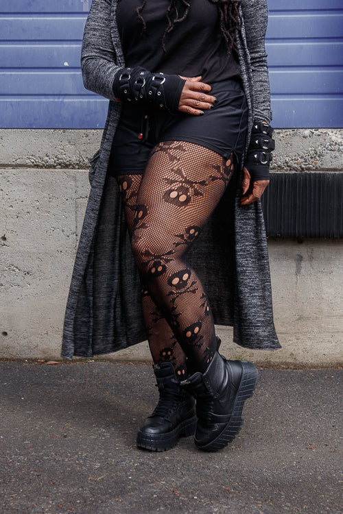 Plus Size Pirate Booty Skull Net Tights - Image 3