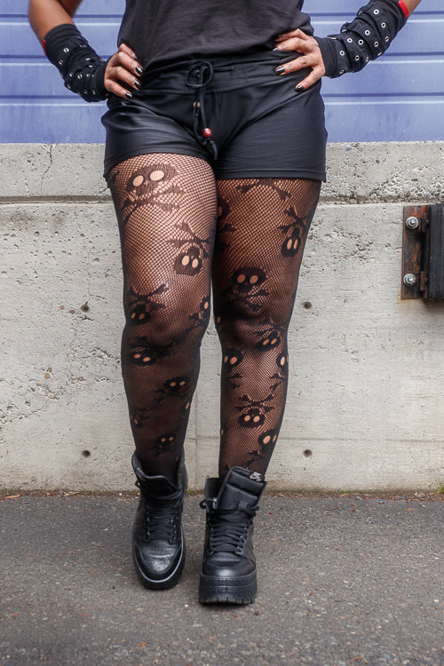 Plus Size Pirate Booty Skull Net Tights - Image 5