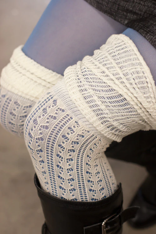 Pointelle Scrunch Top Knee Socks - Image 14