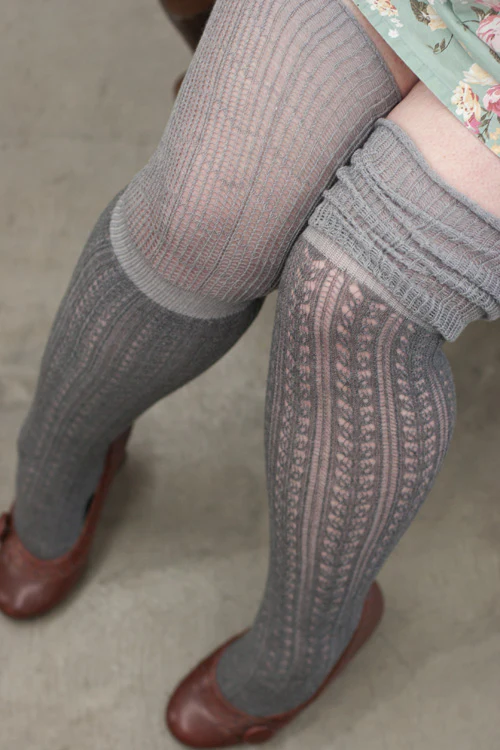 Pointelle Scrunch Top Knee Socks - Image 4