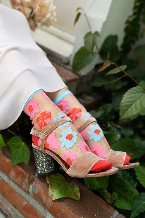 Ribbon Roses Sheer Ankle Sock - Image 3