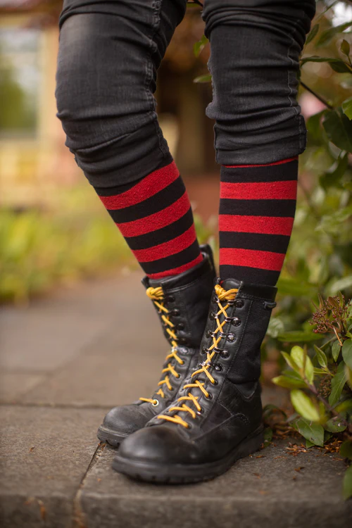 Roll Top Striped Knee High Socks - Image 13