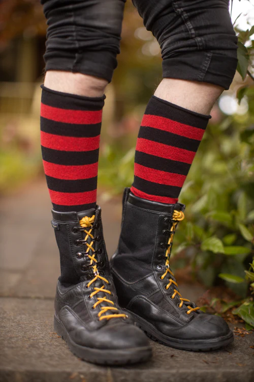 Roll Top Striped Knee High Socks - Image 15