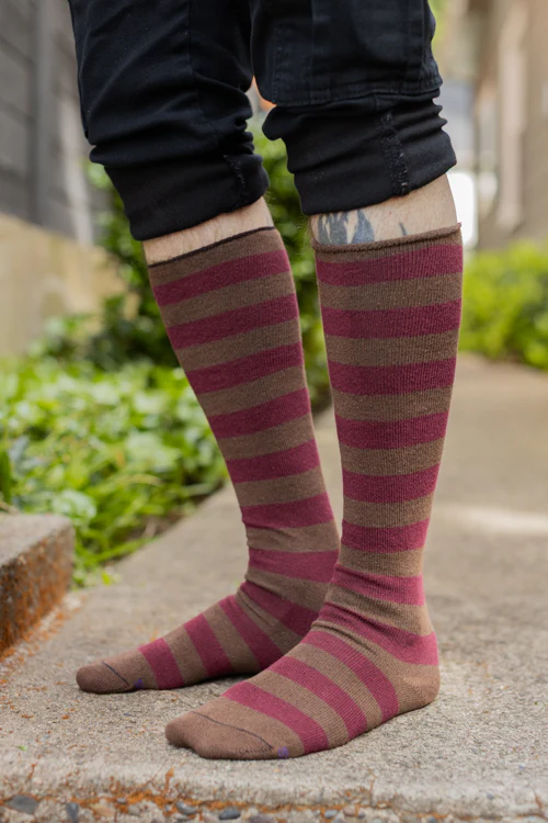 Roll Top Striped Knee High Socks - Image 19