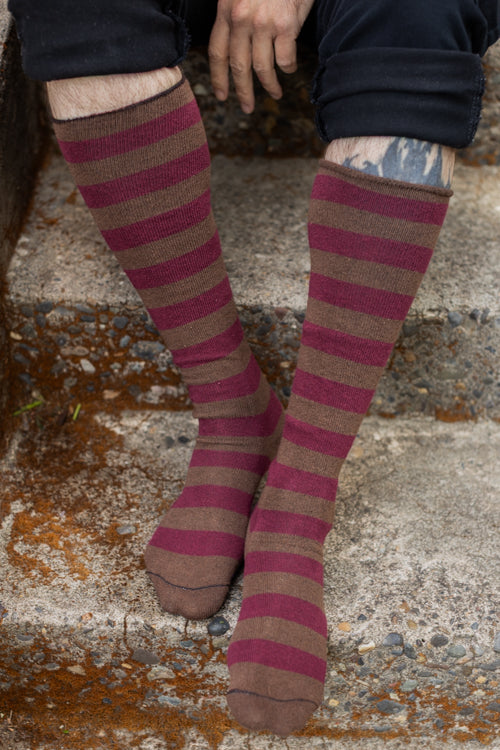 Roll Top Striped Knee High Socks - Image 22