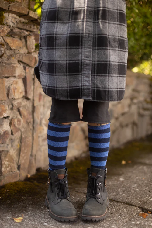 Roll Top Striped Knee High Socks - Image 28